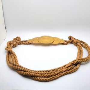 52" Rope Women's Belt with Gold Tone Aztec Accent Buckle